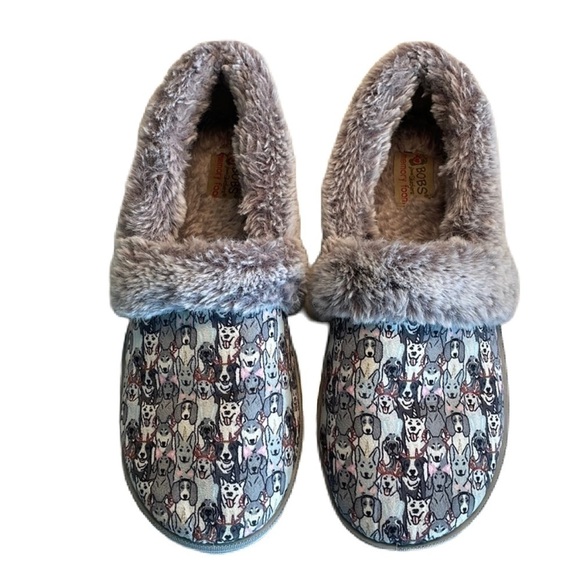 Sz9.5 Bobs For Dogs Faux Fur Slippers/shoes in Multi Grey VGUC - Picture 4 of 9
